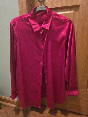 J McLaughlin deep red button down blouse